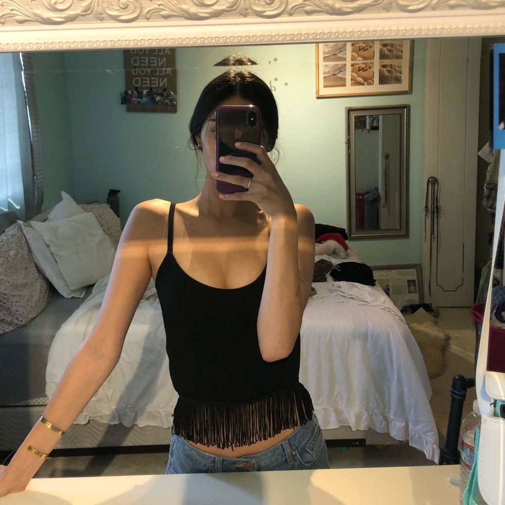 Black Fringe Tank